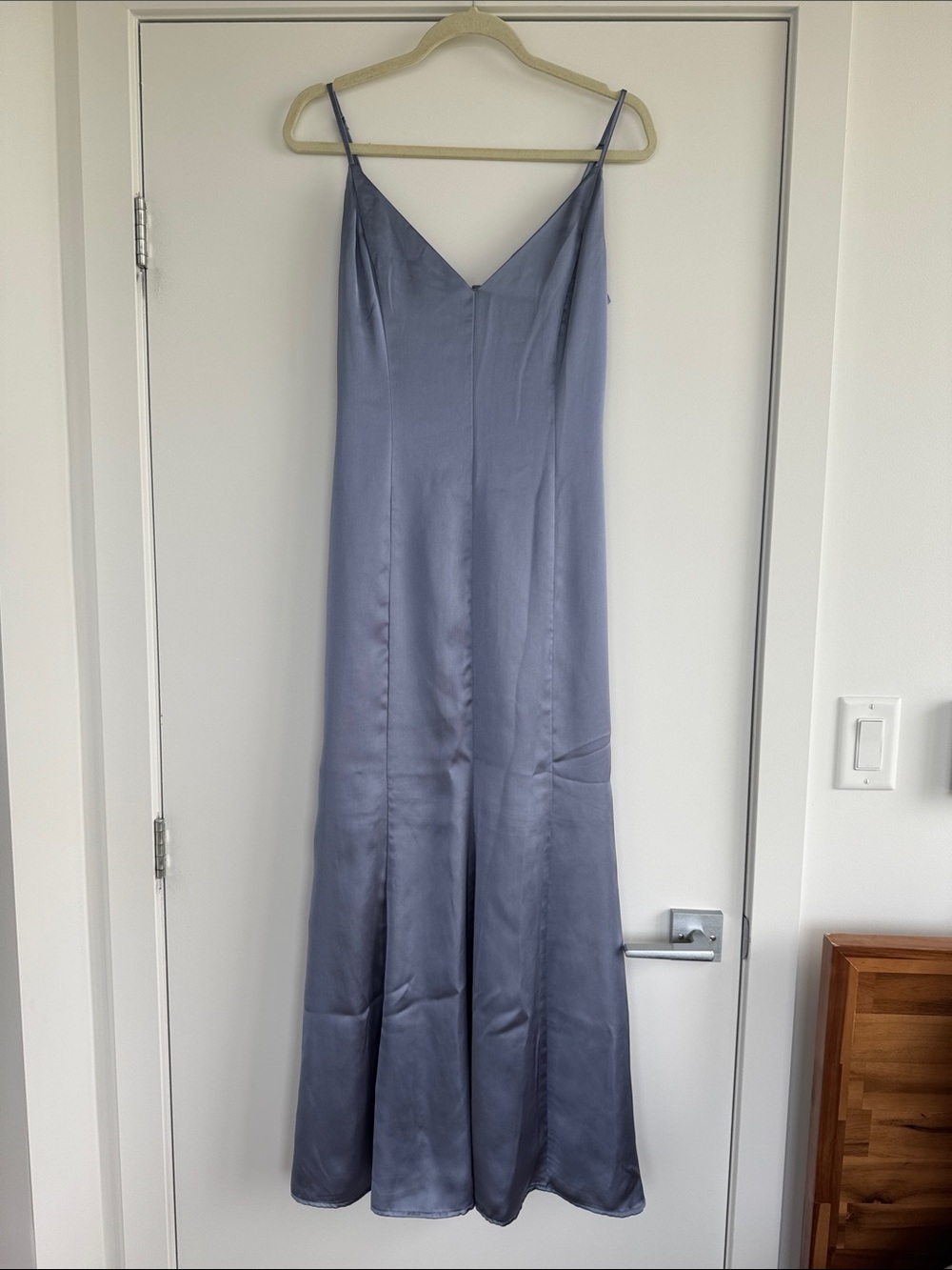 Dynamite Satin Slip Dress in Dusty Blue